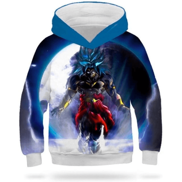 DBZ Kids Sweatshirt Broly SSJ Blue Silver / 11 YEARS OLD Official Dragon Ball Z Merch