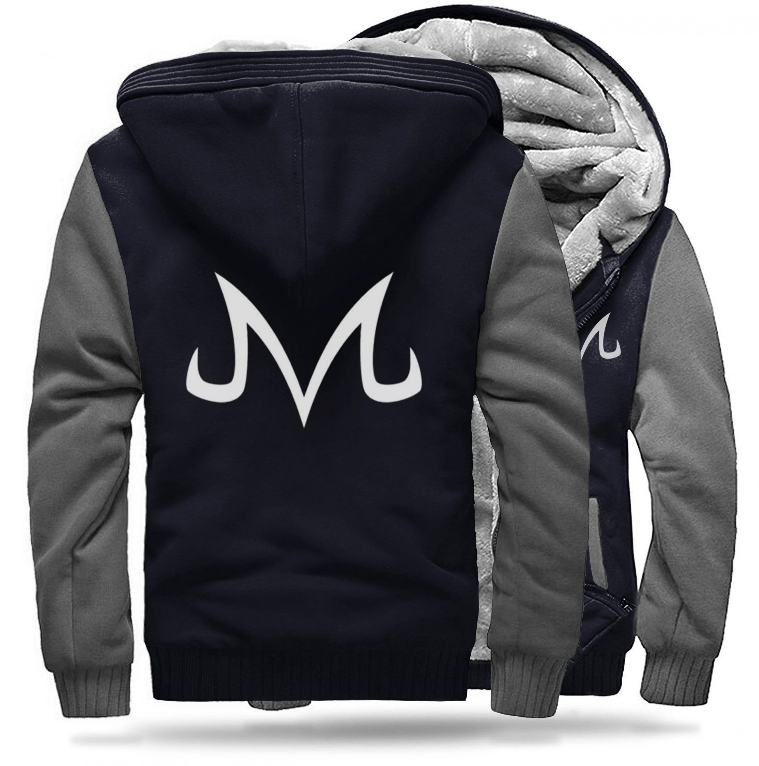 DBZ Fleece Jacket Majin Grey BLACK & GREY / M Official Dragon Ball Z Merch
