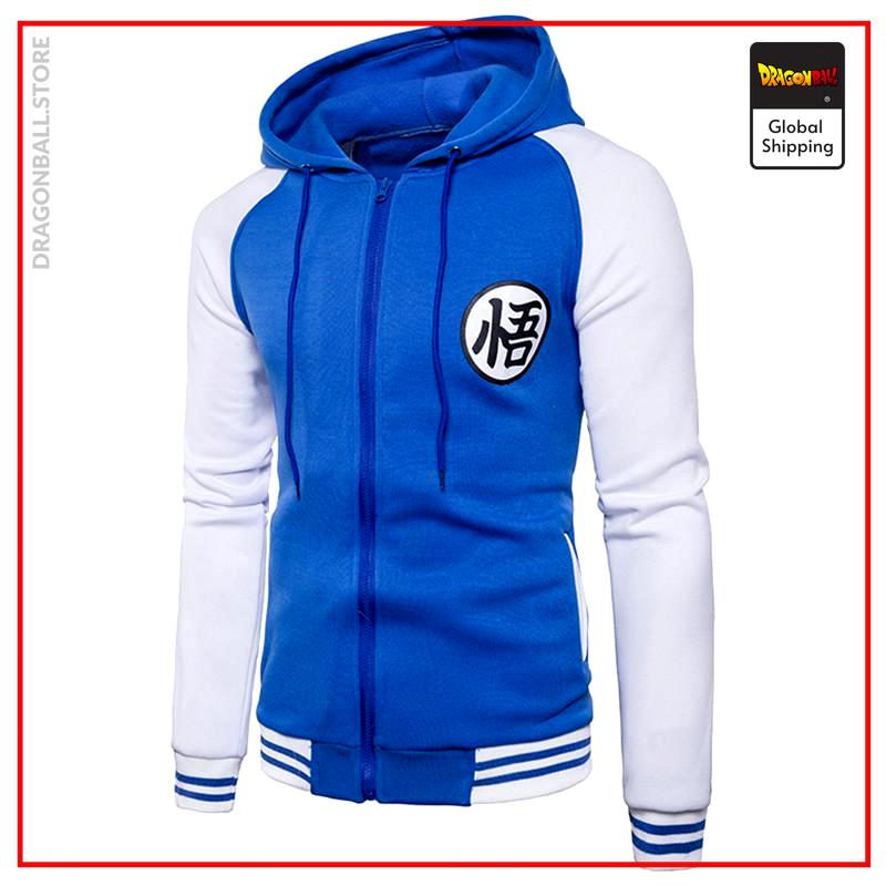 DBZ Zip Sweatshirt Kanji Go (Blue & White) S Official Dragon Ball Z Merch