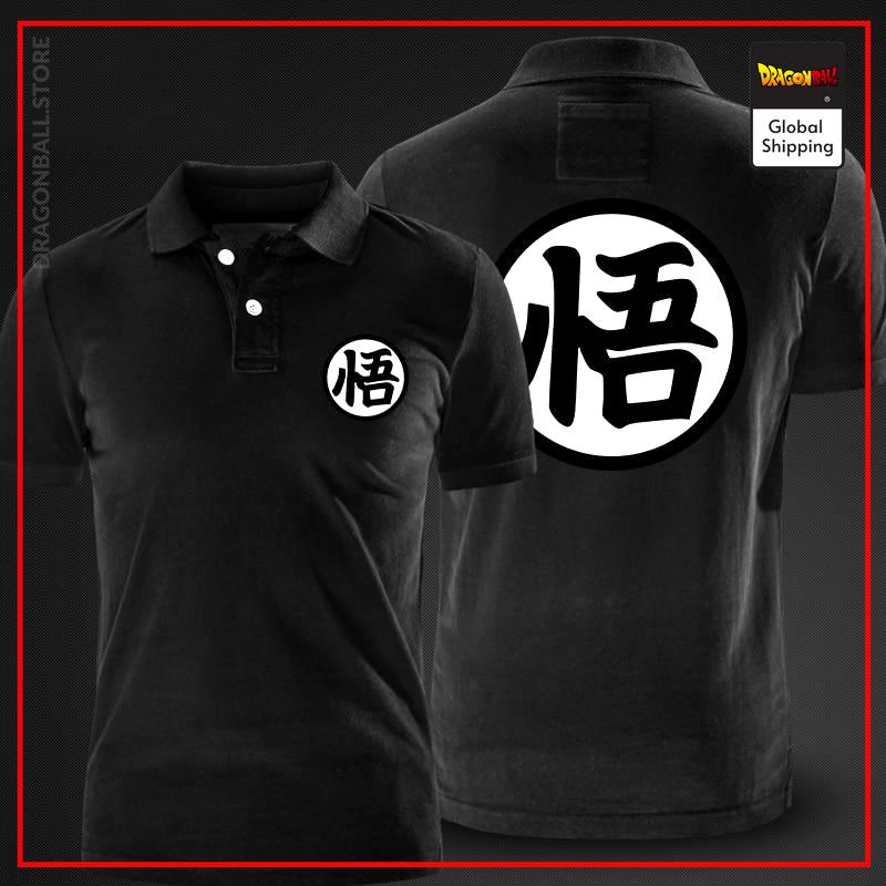 Dragon Ball Z Polo  Kanji "Go" Black / M Official Dragon Ball Z Merch