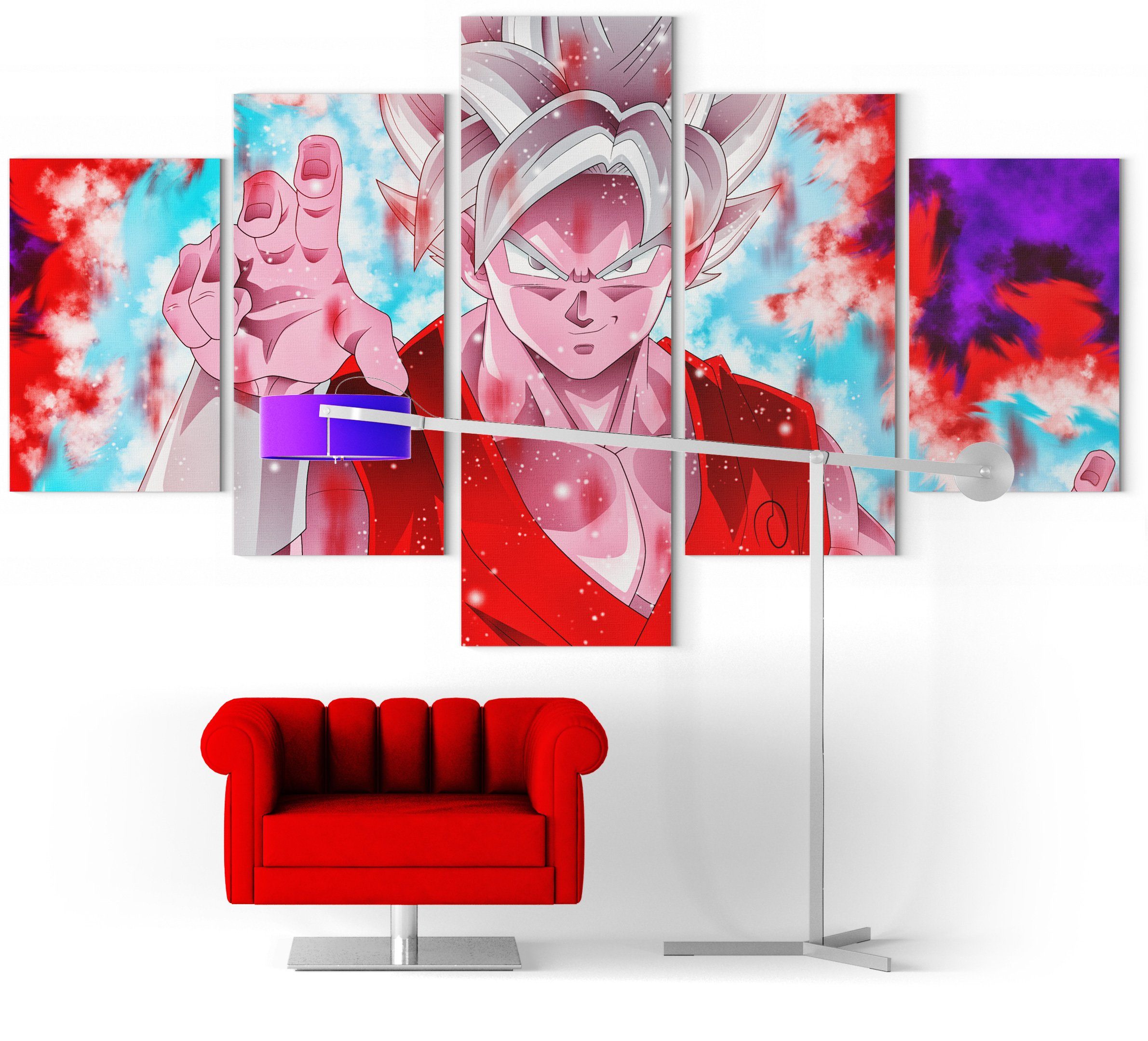 Goku Super Saiyan Panels Blue Canvas Decoration - Dragon Ball Z Merch