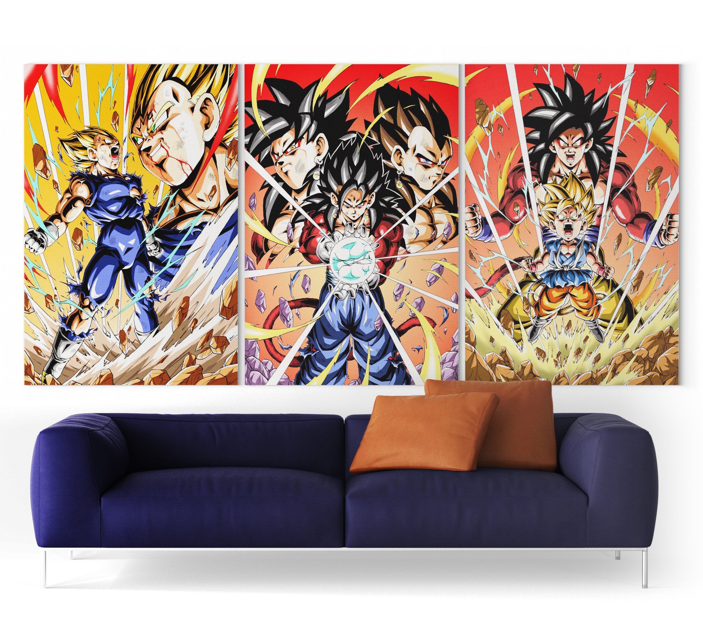 Dragon Ball GT Wall Art Canvas Saiyan Rage Small - 30x45 cm (x3) / Without frame Official Dragon Ball Z Merch