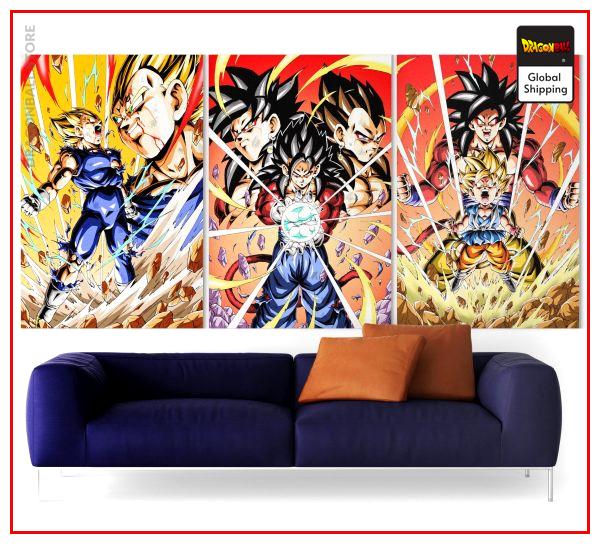 Dragon Ball GT Wall Art Canvas Saiyan Rage Small - 30x45 cm (x3) / Without frame Official Dragon Ball Z Merch