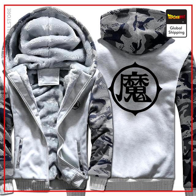 White Premium Winter Kanji Fleece Jackets (King Piccolo Kanji) DBM2806 L Official Dragon Ball Merch