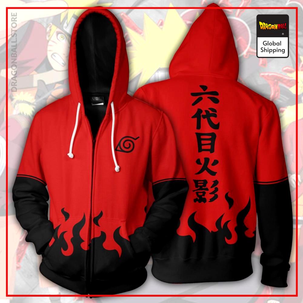 Red & Black Konoha Zipper Hoodie DBM2806 S Official Dragon Ball Merch