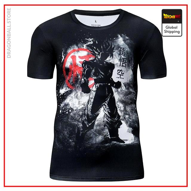 Premium Compression SSJ Goku Kanji Gym T-Shirt DBM2806 UDJ33 / Asia S Official Dragon Ball Merch