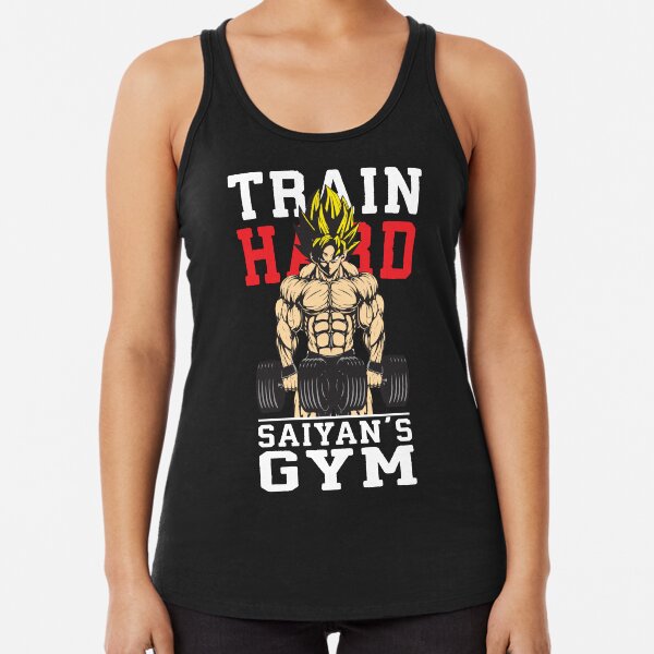 Train Hard, Saiyan's Gym - Anime Gym Motivational Racerback Tank Top TPM2008